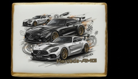 Lukrowane Ciastko Prezent MOTO Fana MercedesAMG AUTO dla Mężczyzny