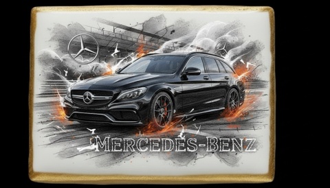 Ciastko lukier Auto Fan PASJA MercedesBenz w ruchu