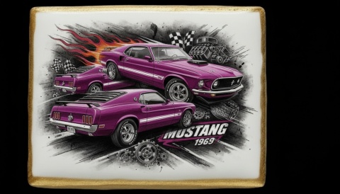 Lukrowane Ciastko Prezent MOTO Fana Mustang 1969 AUTO dla Mężczyzny