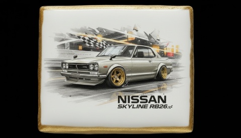 Ciastko lukier Auto Fan PASJA Nissan Skyline RB26 w Ruchu