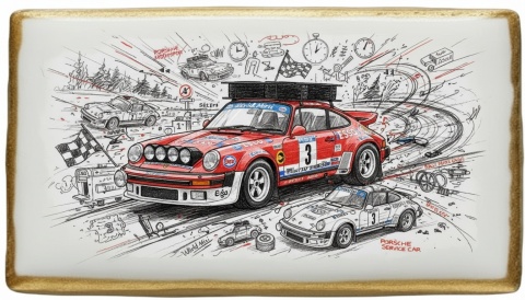 Lukrowane Ciastko Prezent MOTO Fana PORSCHE RALLY AUTO dla Mężczyzny