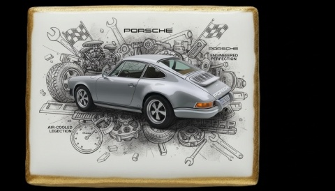 Ciastko lukier Auto Fan PASJA PORSCHE RETRO