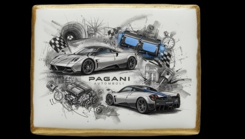 Lukrowane Ciastko Prezent MOTO Fana Pagani Automobili AUTO dla Mężczyzny