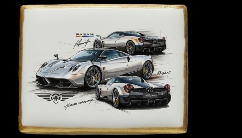 Ciastko lukier Auto Fan PASJA  Pagani Huayra Codalunga