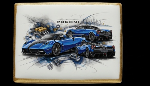 Ciastko lukier Auto Fan PASJA Pagani  Symbol Dynamiki
