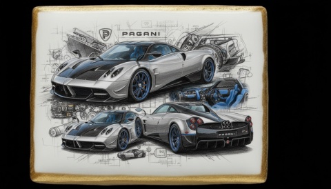 Ciastko lukier Auto Fan PASJA  Pagani w Ruchu