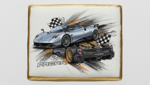 Ciastko lukier Auto Fan PASJA Pagani w Ruchu