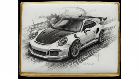Lukrowane Ciastko Prezent MOTO Fana Porsche 911 GT3 w Dynamice AUTO dla Mężczyzny