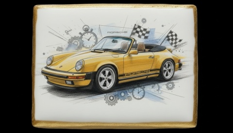 Ciastko lukier Auto Fan PASJA Porsche Carrera w Ruchu