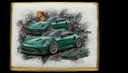 Ciastko lukier Auto Fan PASJA Porsche GT3 RS na Marcezie