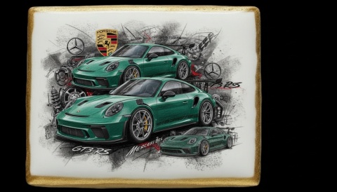 Ciastko lukier Auto Fan PASJA Porsche GT3 RS na Marcezie