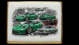 Ciastko lukier Auto Fan PASJA Porsche w ruchu