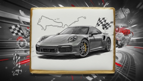 Ciastko lukier Auto Fan PASJA Porsche w ruchu