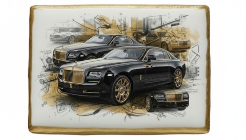 Lukrowane Ciastko Prezent MOTO Fana RollsRoyce w Ruchu AUTO dla Mężczyzny
