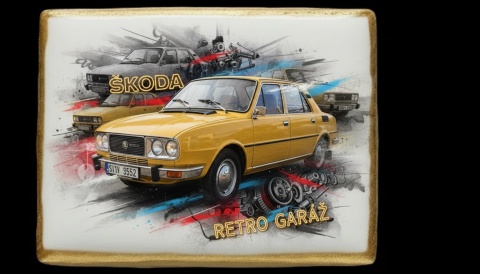 Ciastko lukier Auto Fan PASJA ŠKODA RETRO GARÁŽ