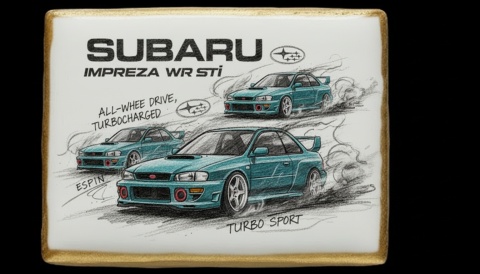 Lukrowane Ciastko Prezent MOTO Fana SUBARU IMPREZA WR STI AUTO dla Mężczyzny