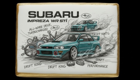 Ciastko lukier Auto Fan PASJA SUBARU IMPREZA WRX STI