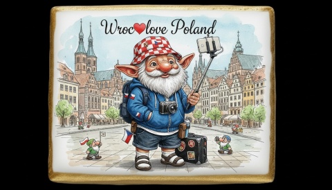 Ciastko lukier Pamiątka  Wrocławski Krasnal Turysta Mały Podróżnik W Krai