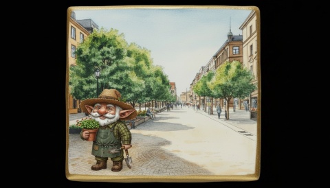 Ciastko lukier Pamiątka  Wrocławski krasnal ogrodnik jako ciasteczkowy prz