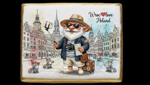 Ciastko lukier Pamiątka  Wrocławski krasnal podróżnik!

Czy Wrocław nie