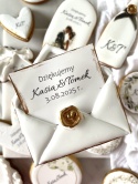 Ciastko lukrowane list 3d podziękowanie dla gości weselnych lub