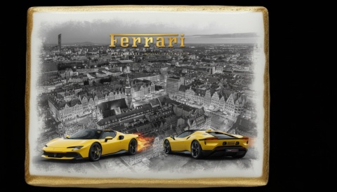 Ciastko lukier Auto Fan PASJA Dynamika Ferrari w Mieście