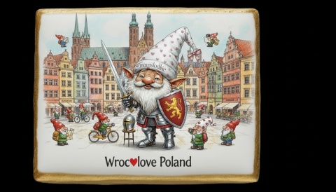 Ciastko lukier Pamiątka  Krasnal Wrocławski w Zbroi Turystycznych Pamięci!