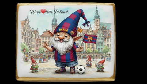 Ciastko lukier Pamiątka  Krasnal wrocławski fanem piłki nożnej!

Kto by