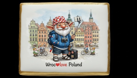 Ciastko lukier Pamiątka  Krasnal wrocławski na wyprawie!

Ten uroczy kra