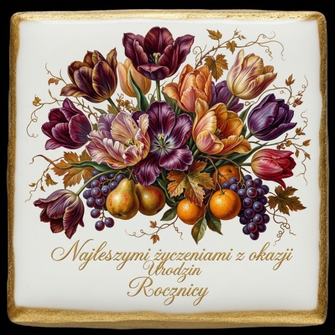 Ciastko lukier Życzenia napisz personalizuj   Kwiaty Bakegram Słodkie Urodziny i Rocznice!