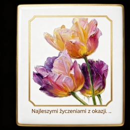 Ciastko lukier Życzenia napisz personalizuj  Kwiaty Bakegram Słodkie życzenia w tulipanowym b