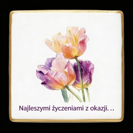 Ciastko lukier Życzenia napisz personalizuj  Kwiaty Bakegram  Tulipany wdzięczności w ciastka