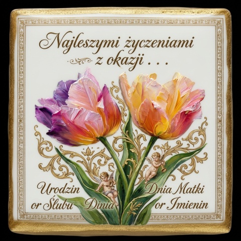 Ciastko lukier Życzenia napisz personalizuj  Kwiaty Bakegram Tulipany wdzięczności

Delikat