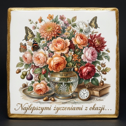 Ciastko lukier Życzenia napisz personalizuj Kwiaty Bakegram Piekny bukiet z życzeniami