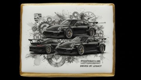 Ciastko lukier Auto Fan PASJA Porsche Motorsport Driven by Legacy