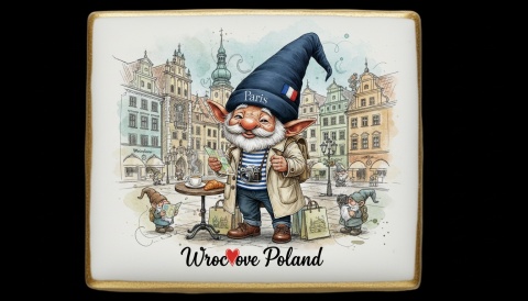 Ciastko lukier Pamiątka  Tytuł Krasnal Wrocławski na wyprawie z Paris!