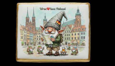 Ciastko lukier Pamiątka  Wrocławski Krasnal Zawodowiec na Mapie Świata