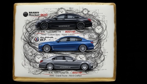 Ciastko lukier Auto Fan PASJA BRABUS Rocket 900 i Alpina B7