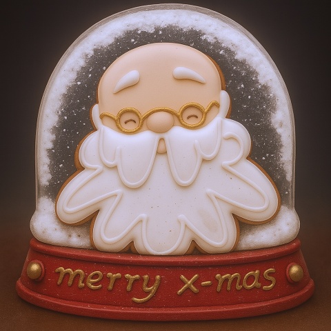 Ciastko lukier twój tekst Jolly Santa Snow Globe