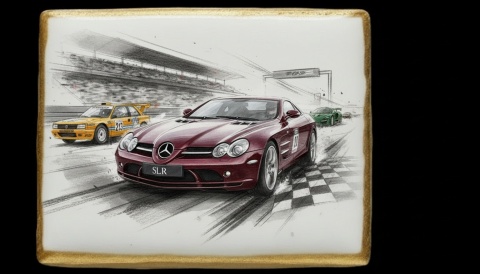 Ciastko lukier Auto Fan PASJA Mercedes SLR na Torze Wyścigowym