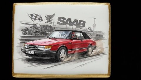 Ciastko lukier Auto Fan PASJA SAAB Turbo na Torze