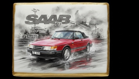 Ciastko lukier Auto Fan PASJA SAAB w ruchu