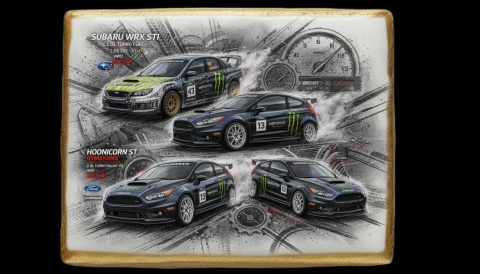 Lukrowane Ciastko Prezent MOTO Fana SUBARU WRX STI i HOONICORN ST AUTO dla Mężczyzny