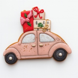Ciastko lukier twój tekst Świąteczny samochodzik z prezentami