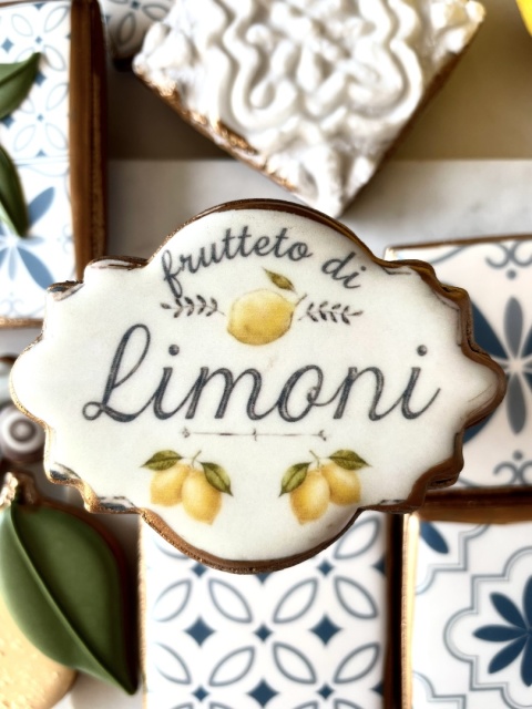 Ciastko lukrowane tabliczka plakietka Frutteto di Limoni cytrynowy sad włoskie wakacje