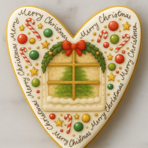 Ciastko lukier twój tekst Merry Christmas Sercem