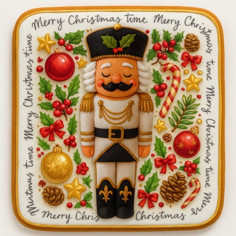 Ciastko lukier twój tekst Merry Christmas Time Dziadek Orzechów
