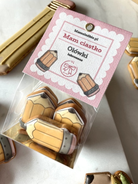 Ciastko lukrowane ołówki zestaw 5 sztuk na prezent dla ucznia nauczyciela