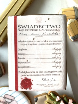 Ciastko lukrowane Świadectwo Najlepszego Nauczyciela