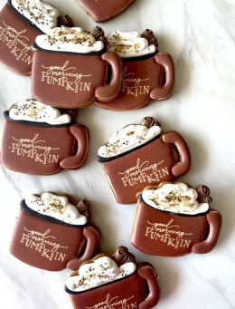 Ciastko lukrowane pierniczek kubek kawowy Good morning pumpkin